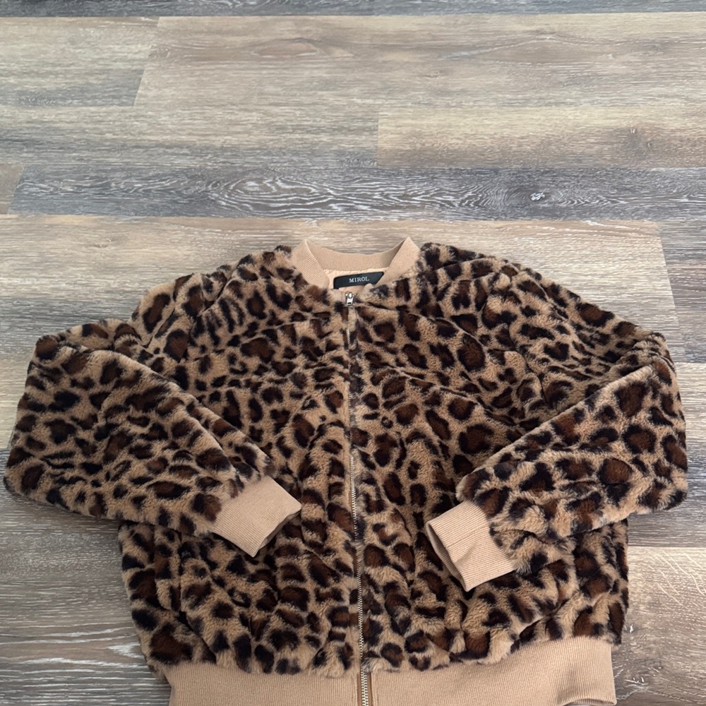 Leopard Soft Print Faux Fur Jacket